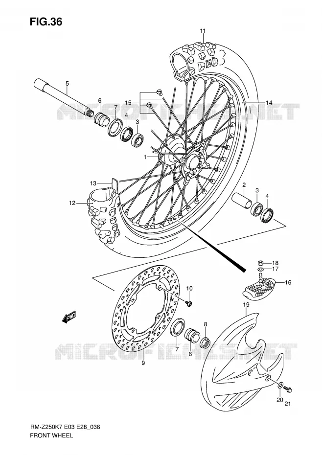 VOORWIEL (MODEL K7) Suzuki MOTO 250 RM-Z 2009  RM-Z250K9(E3/E28)
