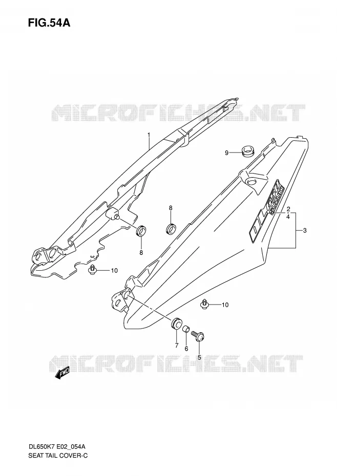 ACHTER KUIP - SEAT COWL (MODEL K8) Suzuki MOTO 650 V-STROM 2009  DL650AK9(E2)
