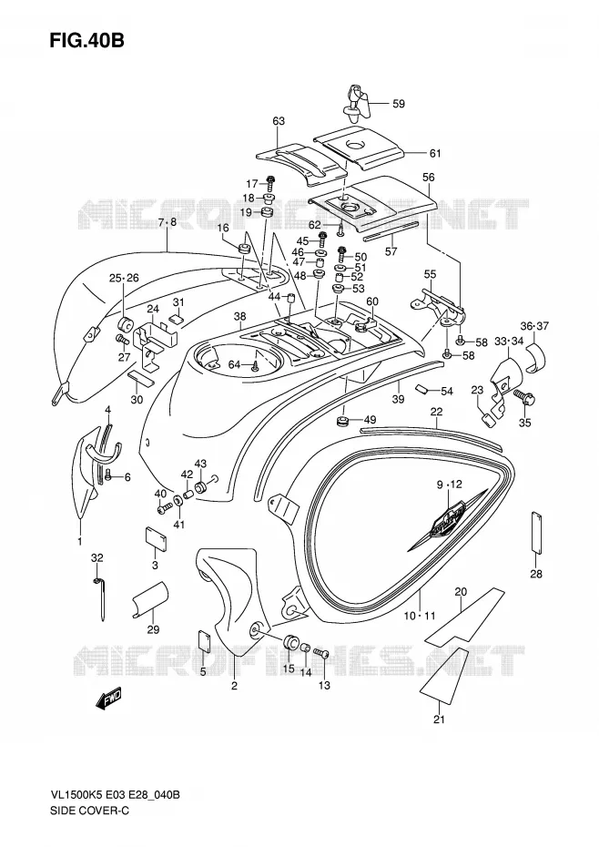ACHTER KUIP (MODEL K8) Suzuki MOTO 1500 BOULEVARD 2007  VL1500TK7(E3/E28)