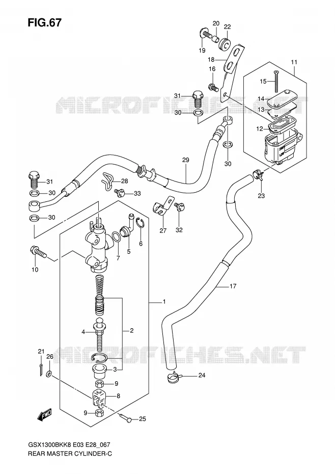ACHTER hoofdremcilinder (GSX1300BKK8/K9) Suzuki MOTO 1300 B-KING 2009  GSX1300BKAK9(E3/E28)