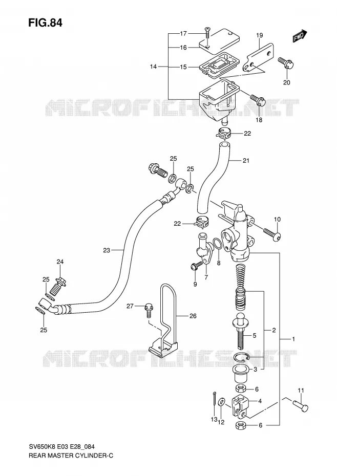 ACHTER hoofdremcilinder (SV650K8/SK8/K9/SK9/SL0) Suzuki MOTO 650 SV-S 2009  SV650SAK9(E3/E28)