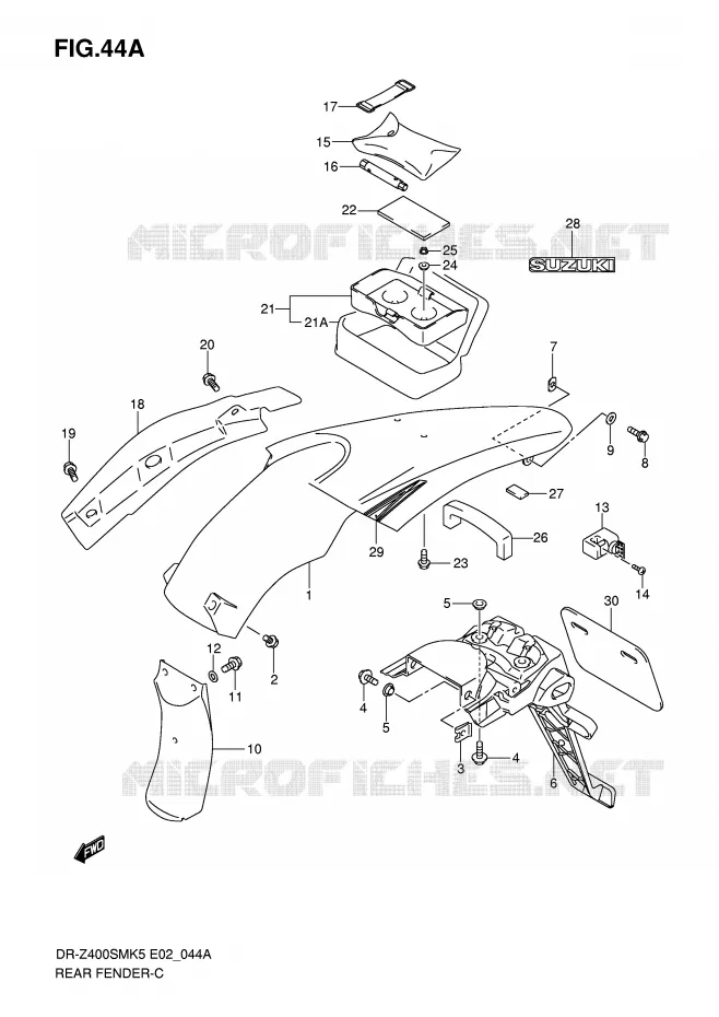 ACHTERSPATBORD (MODEL K7/K8/K9) Suzuki MOTO 400 DR-Z 2007  DR-Z400SMK7(E2)