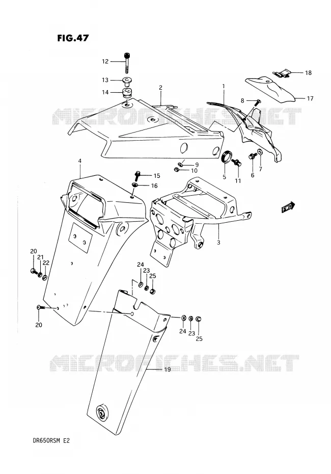 ACHTERSPATBORD Suzuki MOTO 650 DR 1991  DR650RSM(E2)