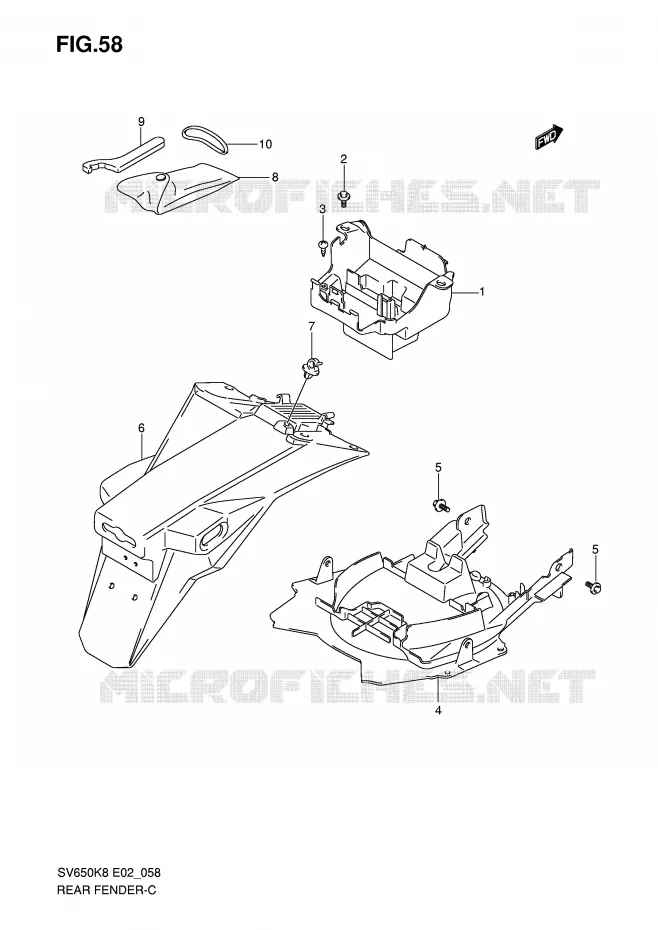 ACHTERSPATBORD (WITH ABS) Suzuki MOTO 650 SV 2009  SV650K9(E2)