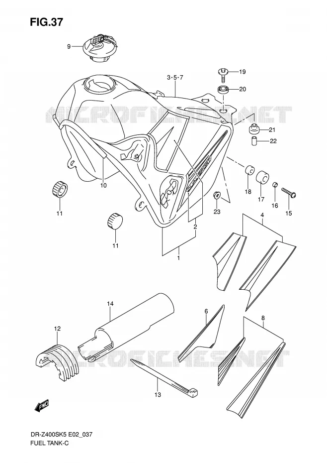 BENZINETANK (MODEL K5/K6/K7/K8) Suzuki MOTO 400 DR-Z 2008  DR-Z400SK8(E2)