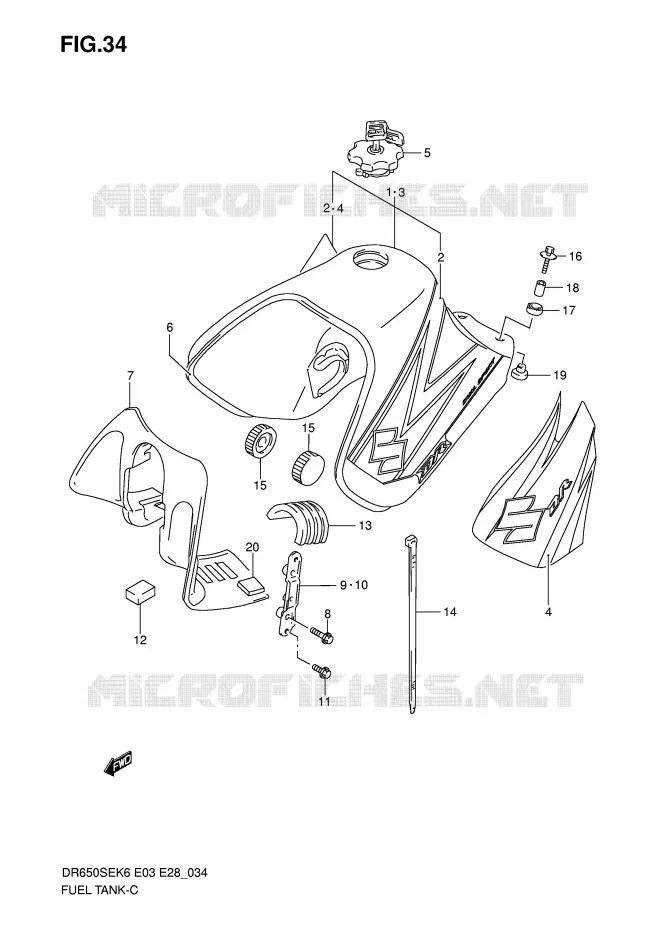 BENZINETANK (MODELE K6/K7) Suzuki MOTO 650 DR 2007  DR650SEK7(E3/E28)