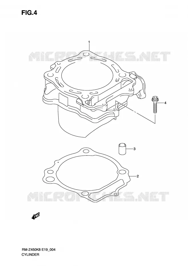 CILINDER (RM-Z450K8/K9/L0) Suzuki MOTO 450 RM-Z 2012  RM-Z450L1(E19)