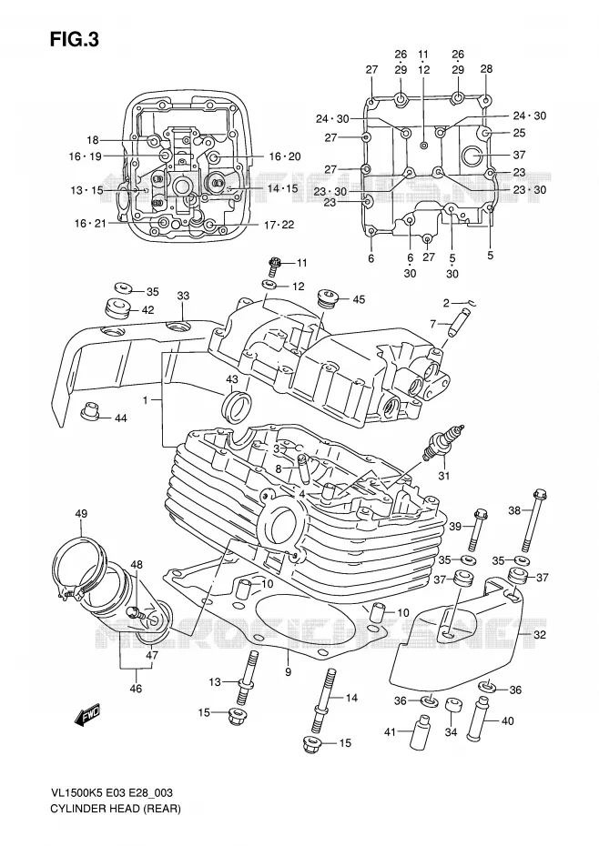 CILINDERKOP (REAR) Suzuki MOTO 1500 BOULEVARD 2007  VL1500TK7(E3/E28)