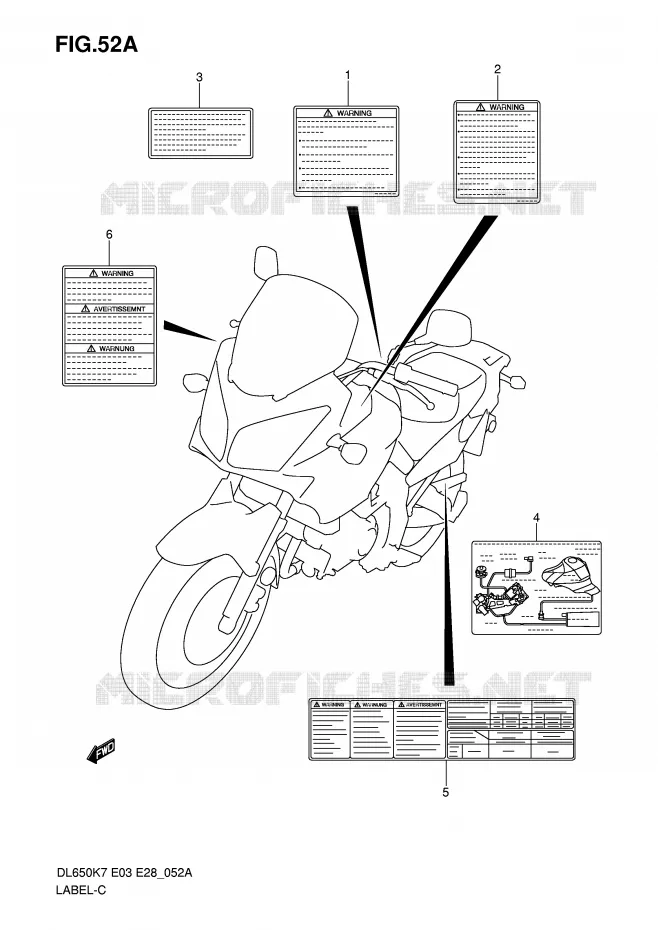 ETIKET (MODEL K8/K9/L0) Suzuki MOTO 650 V-STROM 2010  DL650L0(E3/E28)