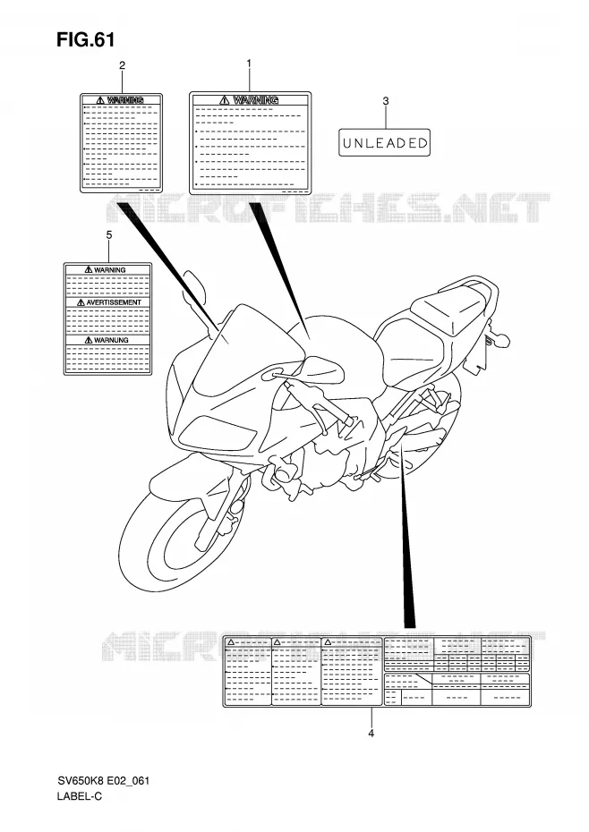 ETIKET (MODEL K8/K9) Suzuki MOTO 650 SV 2008  SV650SK8(E2)