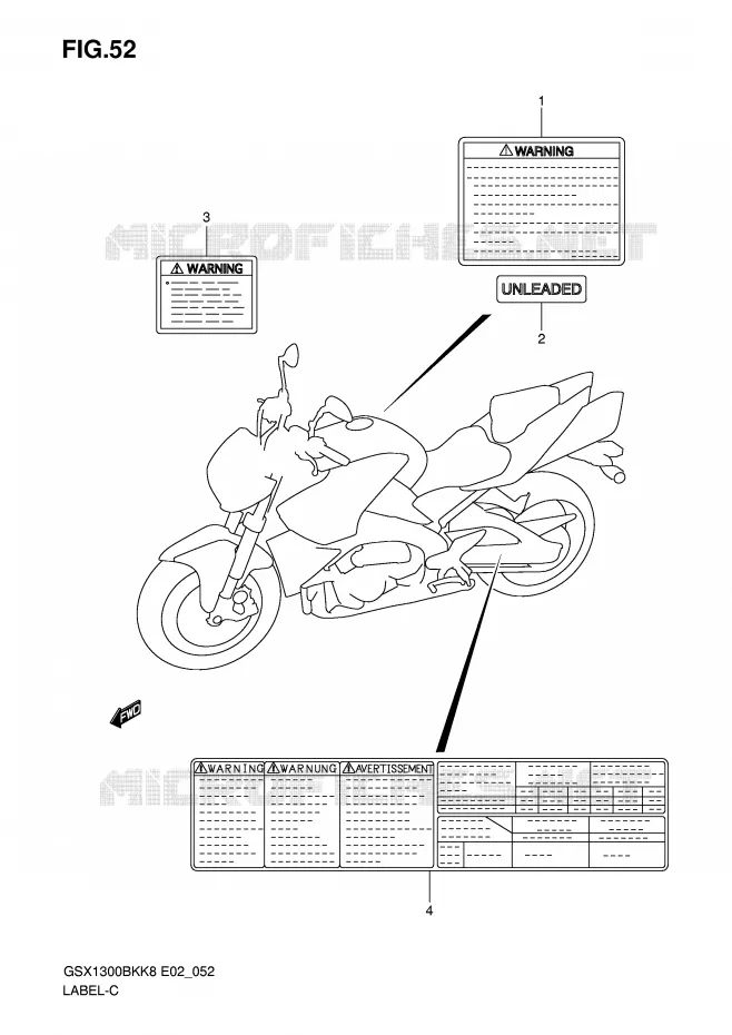 ETIKET Suzuki MOTO 1300 B-KING 2012  GSX1300BKU2K8(E2)