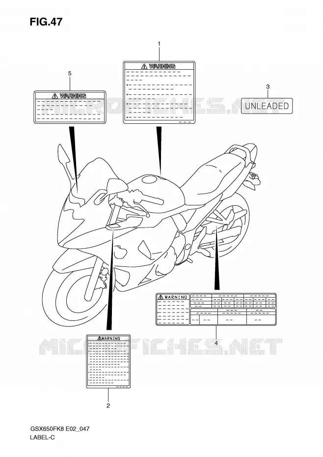ETIKET Suzuki MOTO 650 GSX-F 2008  GSX650FUK8(E2)