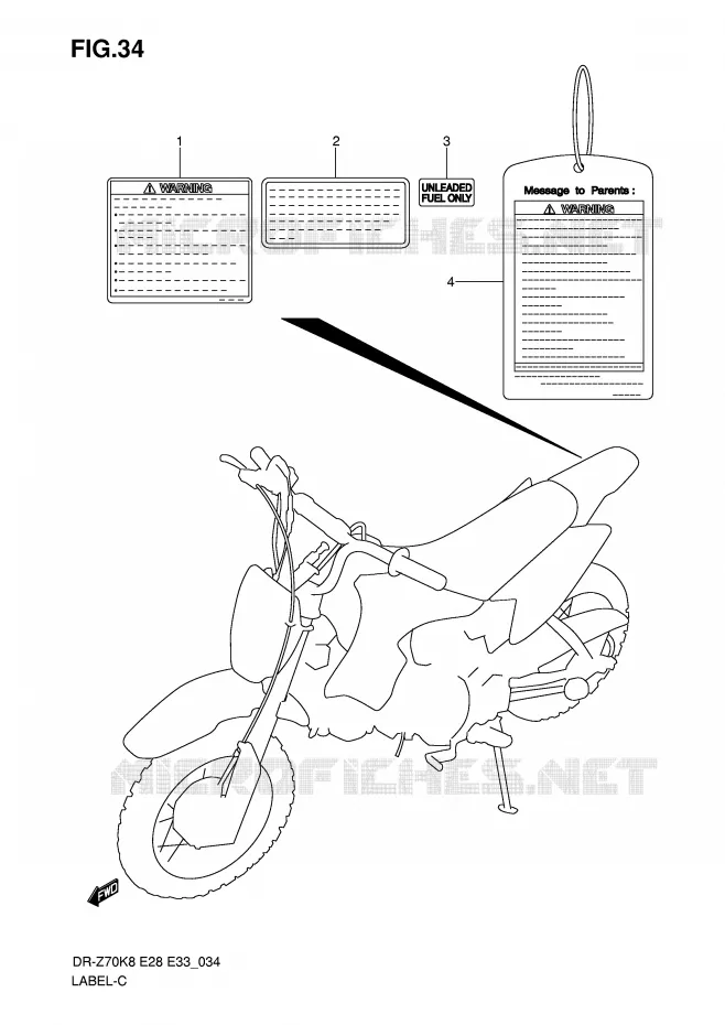 ETIKET Suzuki MOTO 70 DR-Z 2012  DR-Z70L0(E28/E33)