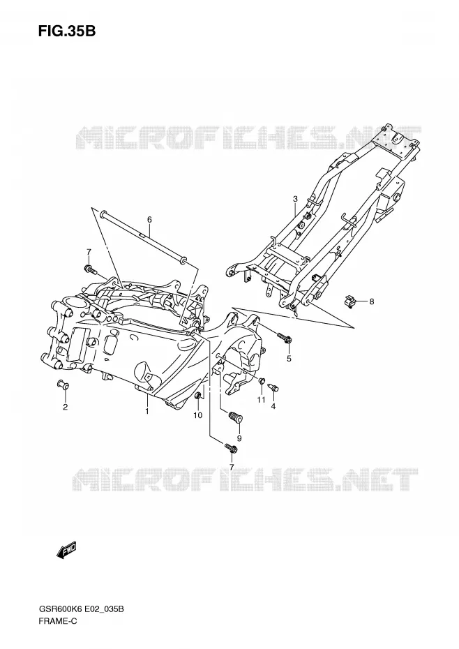 FRAME (MODEL K8/K9) Suzuki MOTO 600 GSR 2007  GSR600UK7(E2)