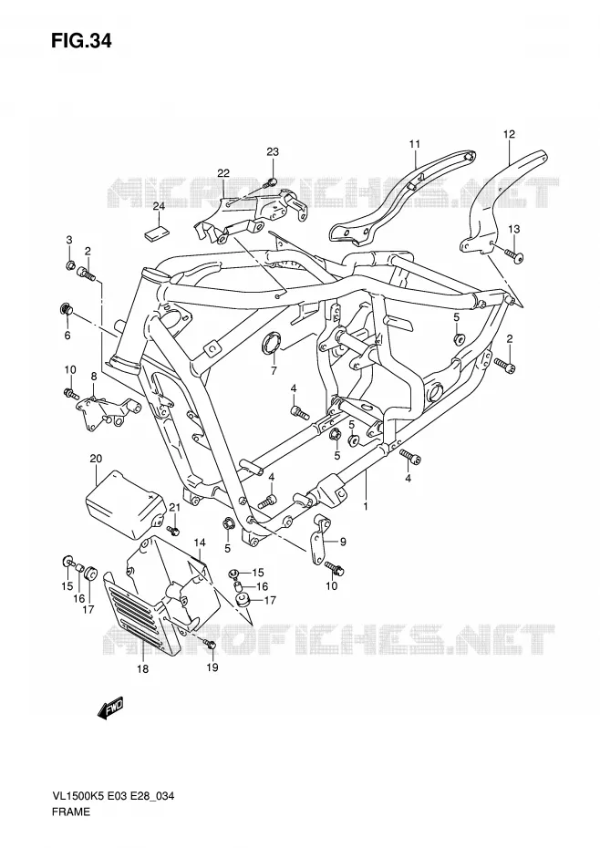 FRAME Suzuki MOTO 1500 BOULEVARD 2007  VL1500K7(E3/E28)