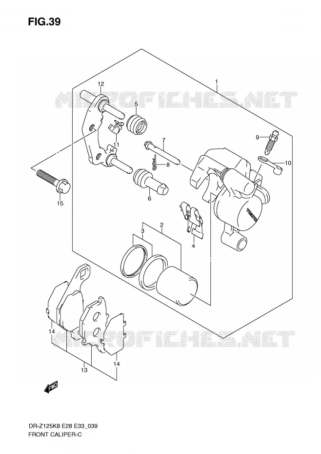 FRONT CALIPER (DR-Z125L) Suzuki MOTO 125 DR-Z 2012  DR-Z125LL0(E28/E33)