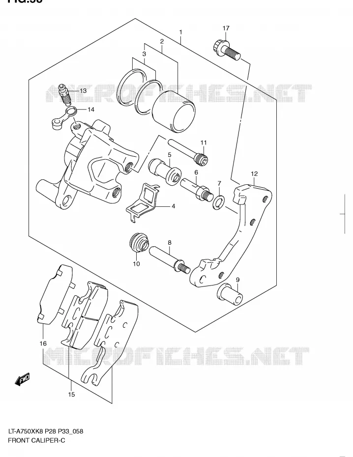 FRONT CALIPER Suzuki QUAD 750 KINGQUAD 2008  LT-A750XK8(P28/P33)