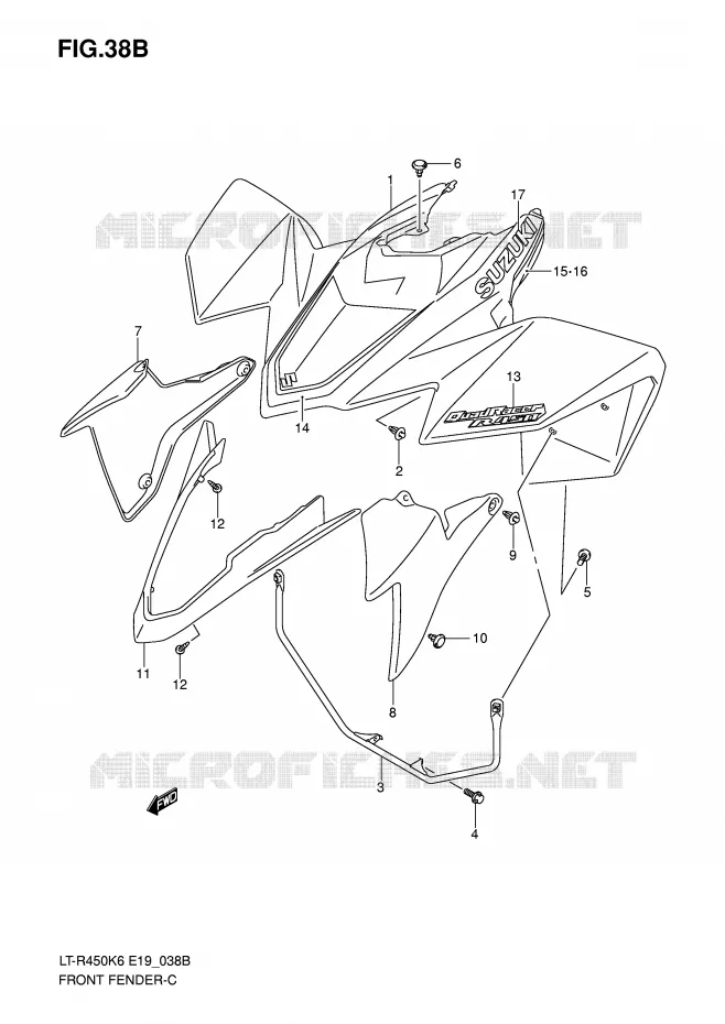 FRONT FENDER (LT-R450K8) Suzuki QUAD 450 QUADRACER 2008  LT-R450ZK8(E19)