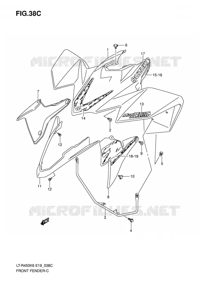 FRONT FENDER (LT-R450ZK8) Suzuki QUAD 450 QUADRACER 2009  LT-R450K9(E19)