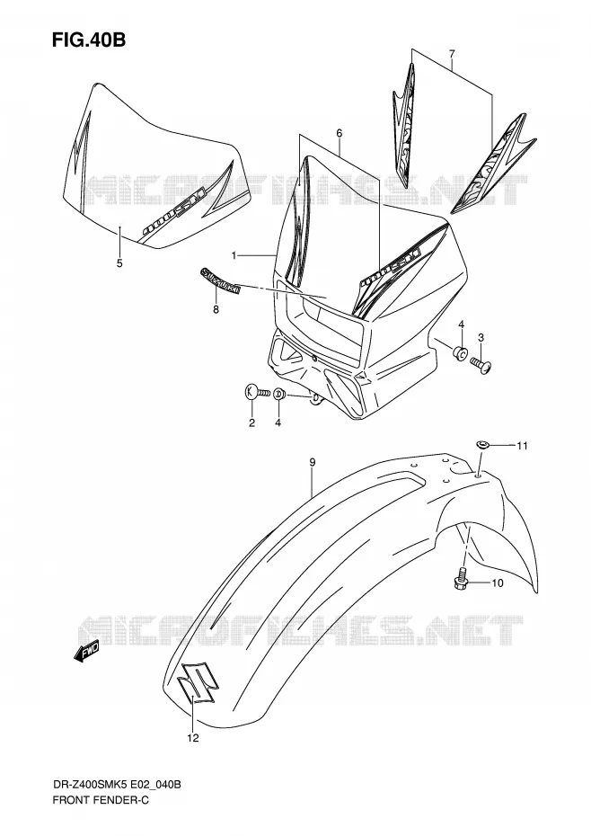 FRONT FENDER (MODEL K7/K8) Suzuki MOTO 400 DR-Z 2009  DR-Z400SMK9(E2)