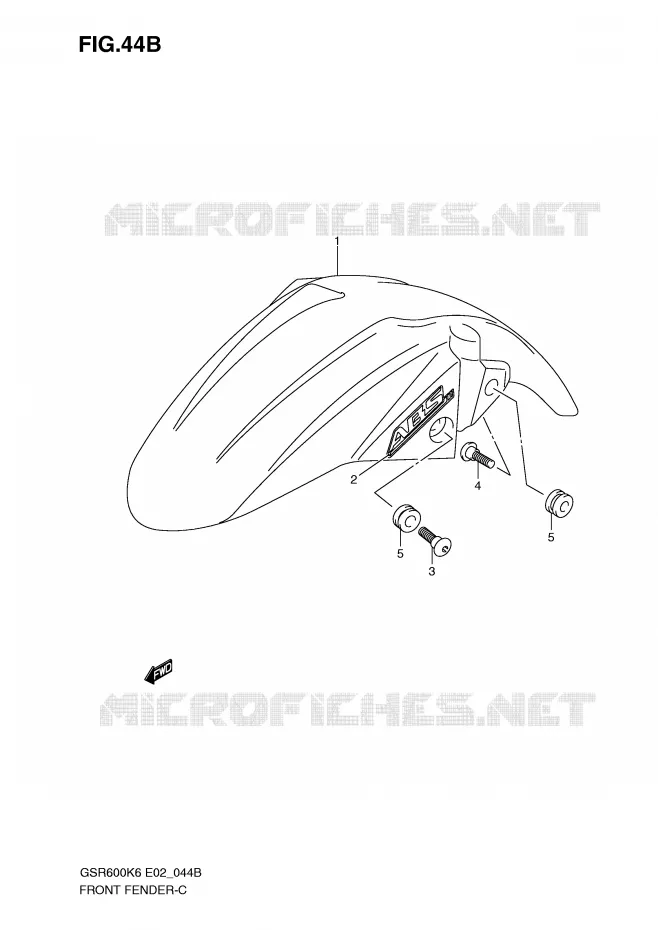 FRONT FENDER (MODEL K8) Suzuki MOTO 600 GSR 2010  GSR600UAL0(E2)
