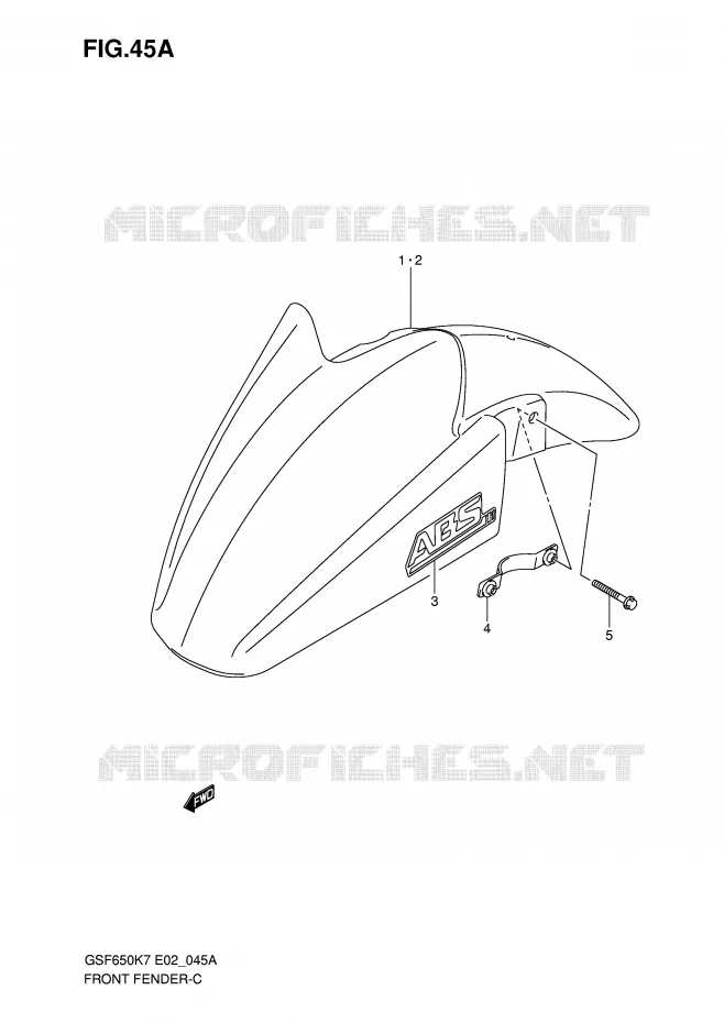 FRONT FENDER (MODEL K8) Suzuki MOTO 650 BANDIT 2008  GSF650UK8(E2)