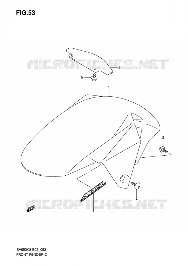FRONT FENDER (MODEL K8) Suzuki MOTO 650 SV 2009  SV650SAK9(E2)