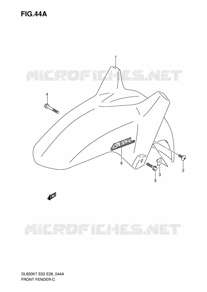 FRONT FENDER (MODEL K8) Suzuki MOTO 650 V-STROM 2010  DL650AL0(E3/E28)