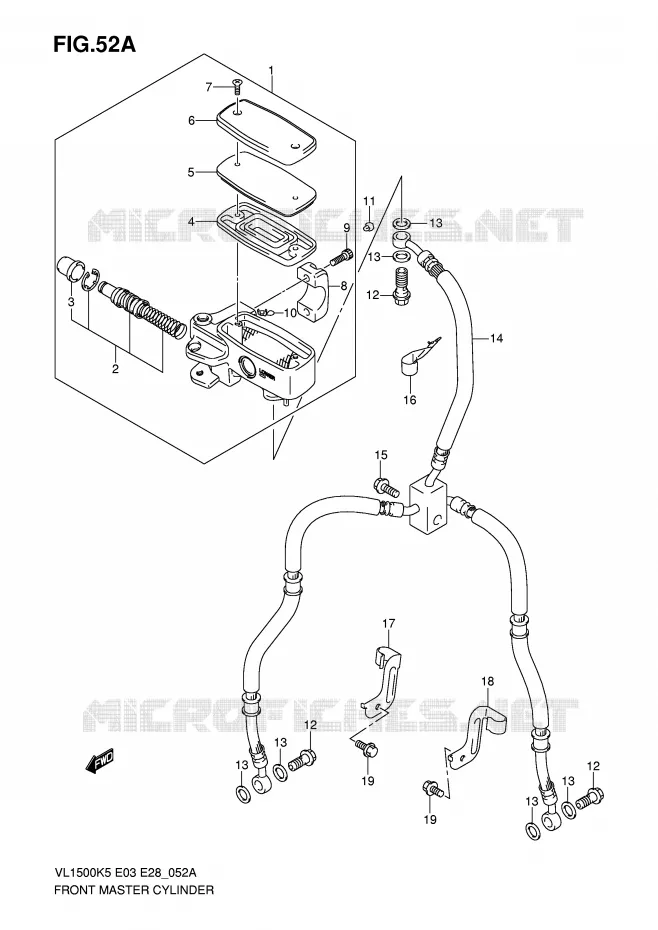 FRONT HOOFDREMCILINDER (MODEL K7/K8/K9) Suzuki MOTO 1500 BOULEVARD 2005  VL1500K5(E3/E28)