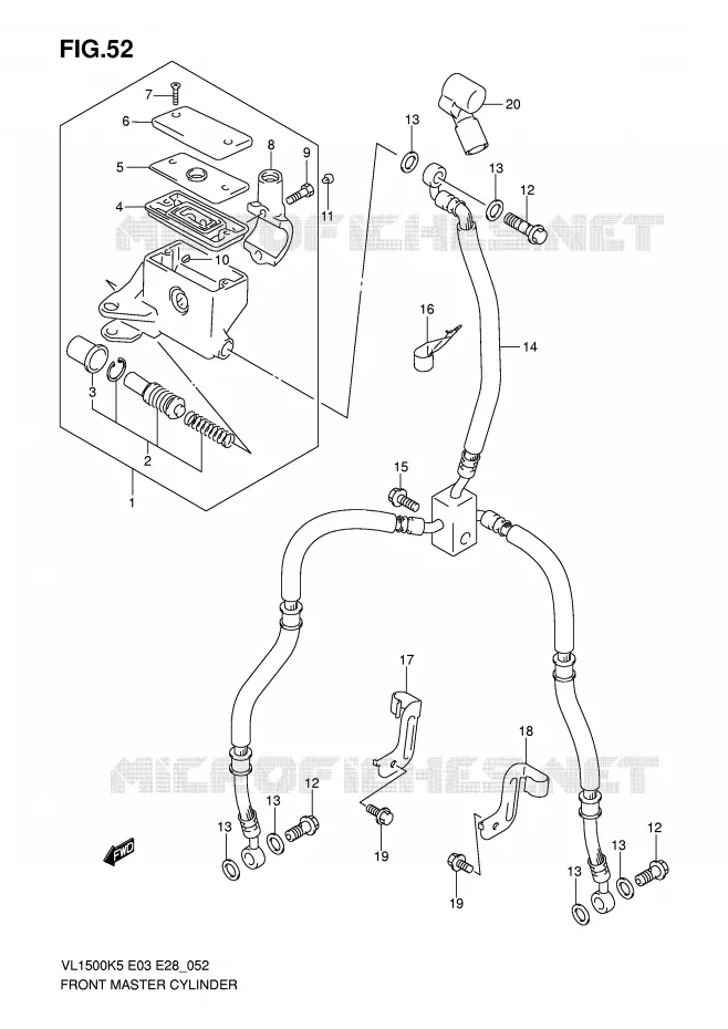 FRONT HOOFDREMCILINDER (MODELE K5/K6) Suzuki MOTO 1500 BOULEVARD 2007  VL1500K7(E3/E28)
