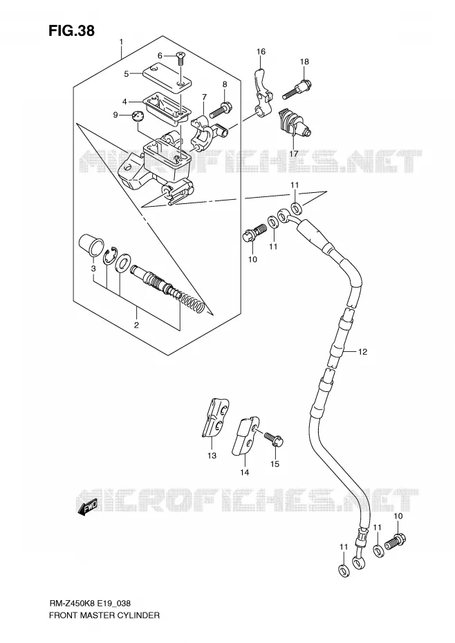 FRONT HOOFDREMCILINDER (RM-Z450K8/K9/L0) Suzuki MOTO 450 RM-Z 2009  RM-Z450K9(E19)