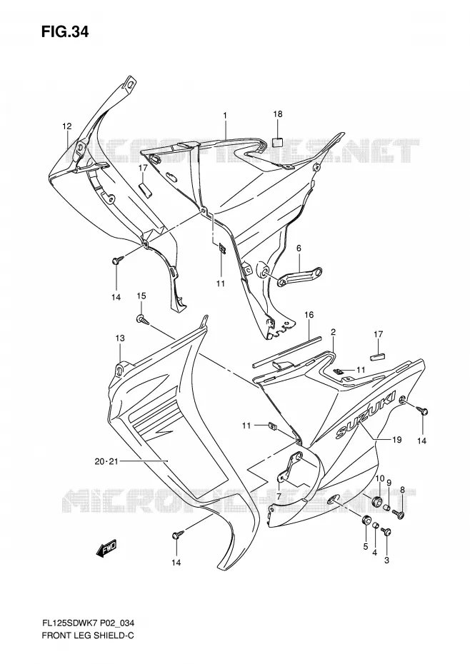 FRONT KUIP (MODEL K7/K8) Suzuki SCOOTER 125 FL 2009  FL125SDWK9(P2)