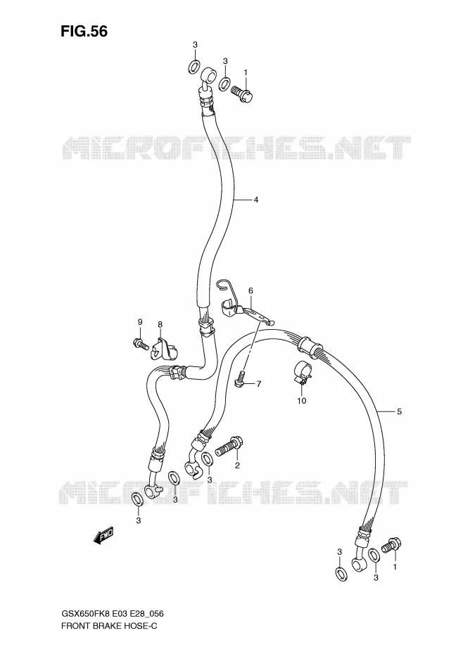 FRONT REMSLANG (GSX650FK8/FK9/FL0) Suzuki MOTO 650 GSX-F 2009  GSX650FAK9(E3/E28)