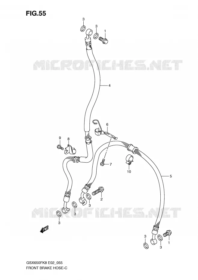 FRONT REMSLANG (GSX650FK8/FUK8/FK9/FUK9/FL0/FUL0) Suzuki MOTO 650 GSX-F 2010  GSX650FAL0(E2)