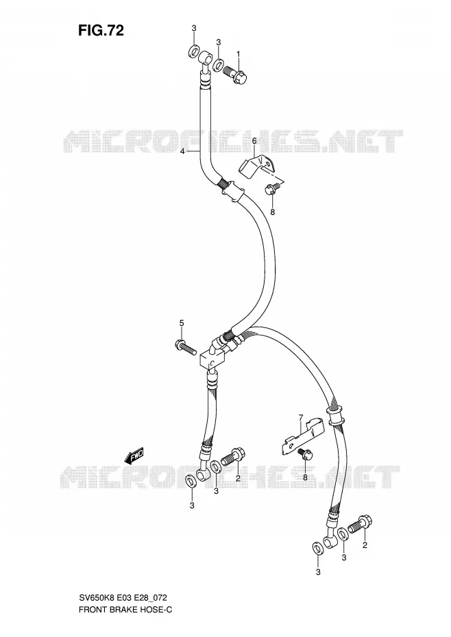 FRONT REMSLANG (SV650K8/SK8/K9/SK9/SL0) Suzuki MOTO 650 SV-S 2009  SV650SAK9(E3/E28)