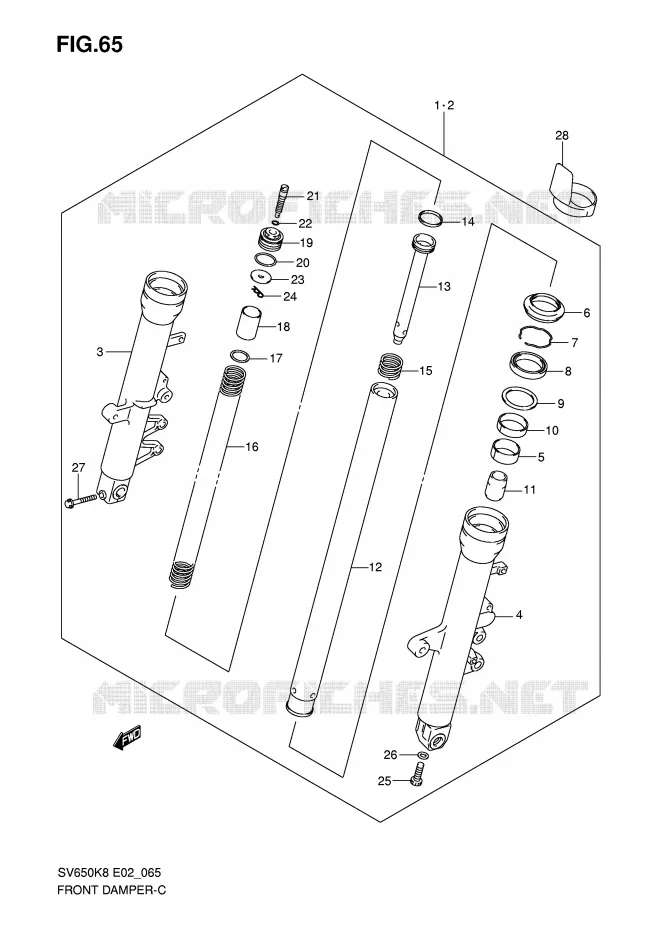 FRONT SCHOKDEMPER Suzuki MOTO 650 SV 2008  SV650SUAK8(E2)