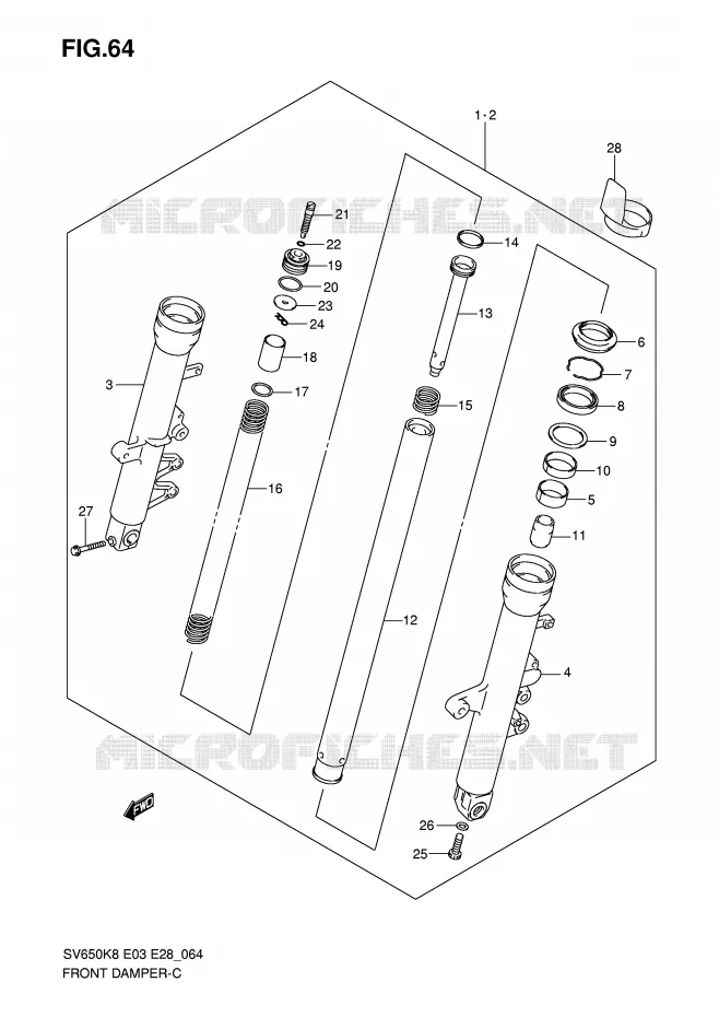 FRONT SCHOKDEMPER Suzuki MOTO 650 SV-S 2010  SV650SAL0(E3/E28)