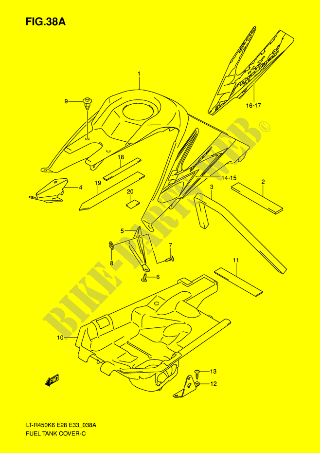 FUEL TANK COVER (MODEL K8) voor Suzuki QUADRACER 450 2009