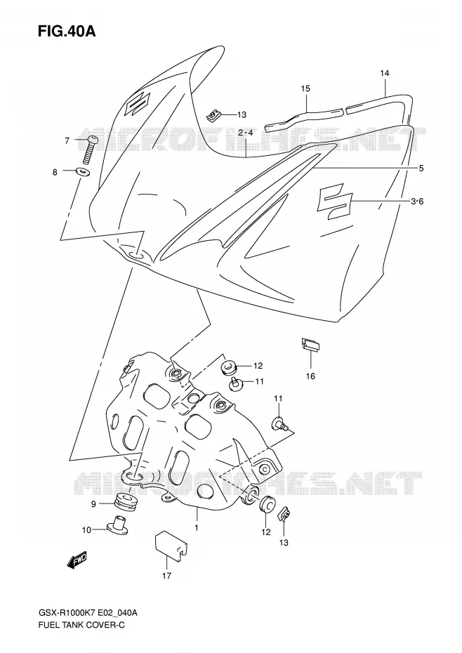 FUEL TANK VOORKLEP (MODEL K8) Suzuki MOTO 1000 GSX-R 2007  GSX-R1000K7(E2)