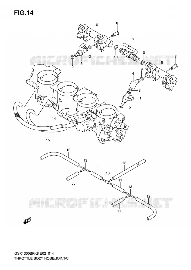 GASKLEPHUIS SLANG / JOINT Suzuki MOTO 1300 B-KING 2010  GSX1300BKAL0(E2)