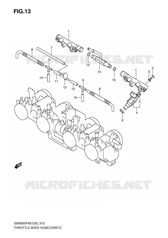 GASKLEPHUIS SLANG / JOINT Suzuki MOTO 650 GSX-F 2009  GSX650FUAK9(E2)