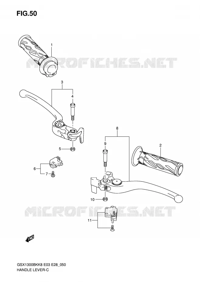HANDGRIPS - LEVERS Suzuki MOTO 1300 B-KING 2008  GSX1300BKAK8(E3/E28)
