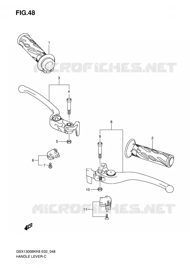 HANDGRIPS - LEVERS Suzuki MOTO 1300 B-KING 2010  GSX1300BKAU2K8(E2)