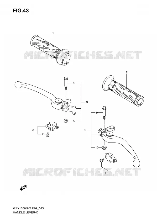 HANDGRIPS - LEVERS Suzuki MOTO 1300 HAYABUSA 2009  GSX1300RUFK9(E2)