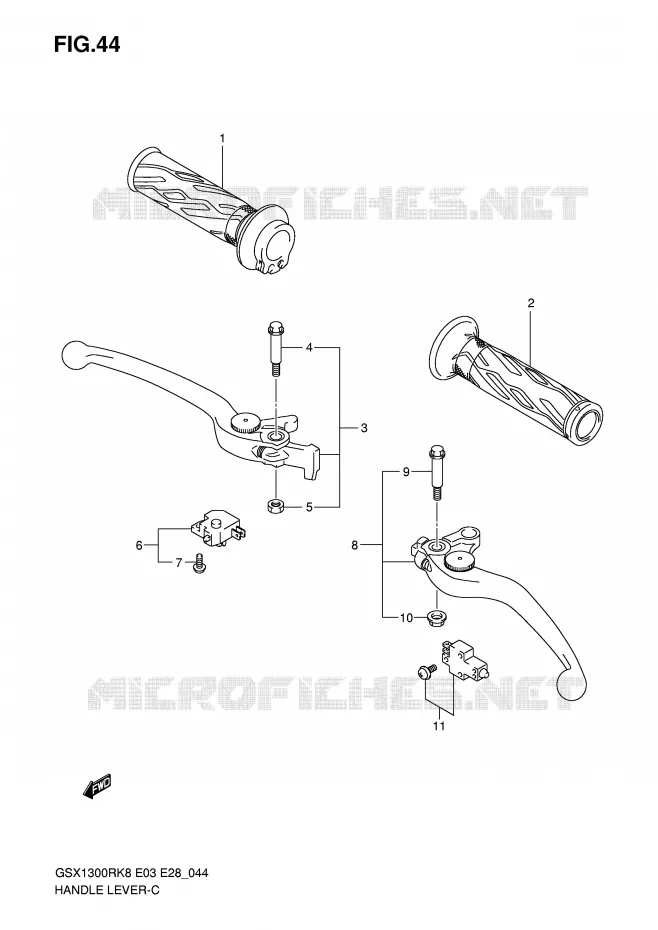 HANDGRIPS - LEVERS Suzuki MOTO 1300 HAYABUSA 2010  GSX1300RL0(E3/E28)