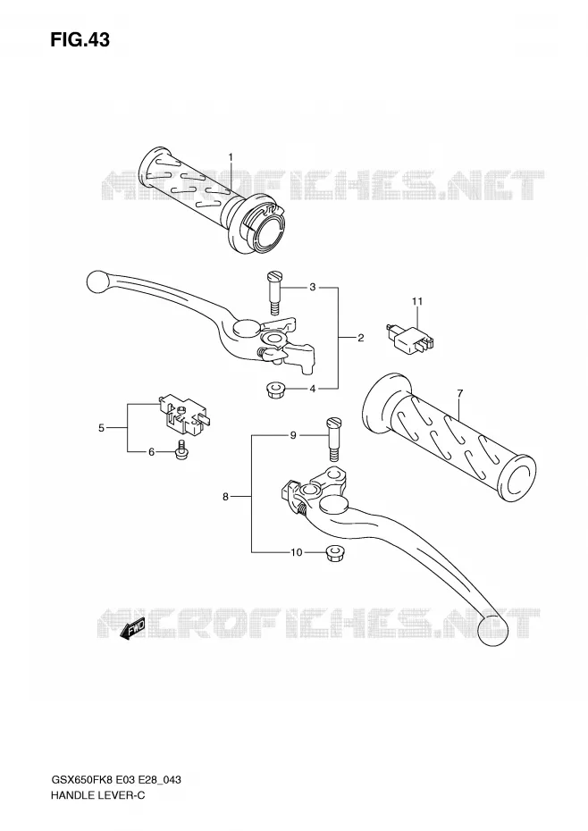 HANDGRIPS - LEVERS Suzuki MOTO 650 GSX-F 2009  GSX650FAK9(E3/E28)