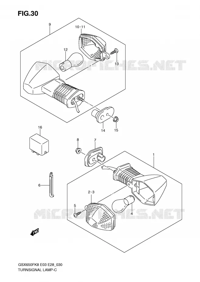 INDICATOREN Suzuki MOTO 650 GSX-F 2008  GSX650FK8(E3/E28)