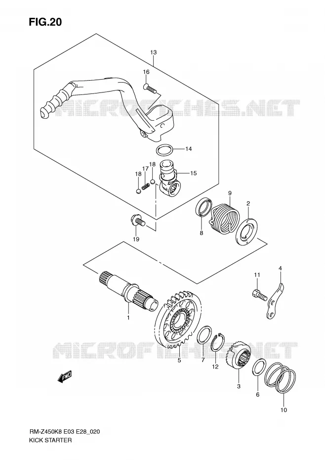 KICKSTARTER (RM-Z450K8/K9) Suzuki MOTO 450 RM-Z 2010  RM-Z450L0(E3/E28)