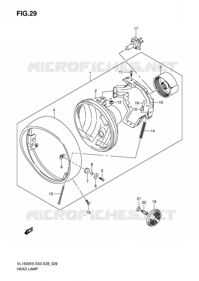KOPLAMP Suzuki MOTO 1500 BOULEVARD 2007  VL1500TK7(E3/E28)