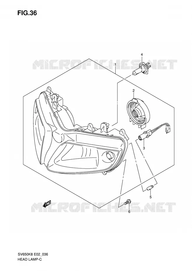 KOPLAMP (VOIR NOTE) Suzuki MOTO 650 SV 2010  SV650SUL0(E2)